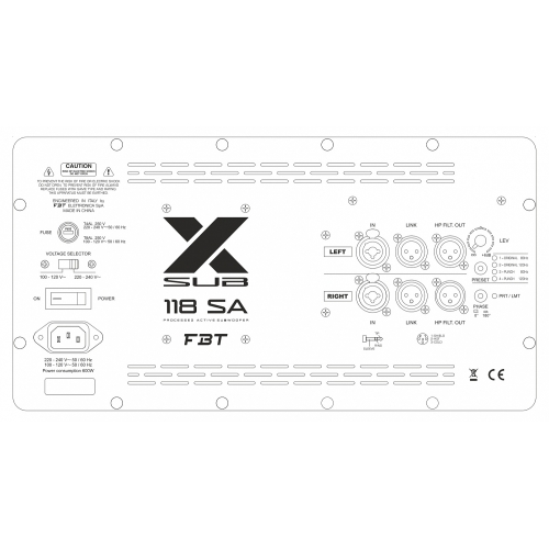 FBT X-Sub 118SA Активный сабвуфер, 1200 Вт., 18 дюймов