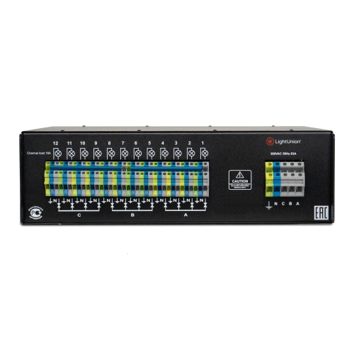 LIGHT UNION DDR 12-16L Диммер рэковый, 12 каналов по 3 кВт, помехоподавляющие фильтры