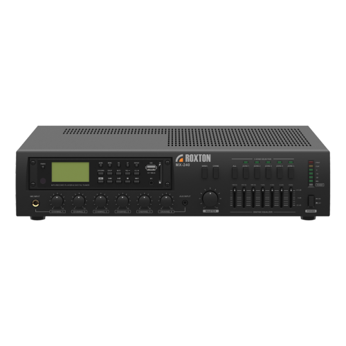 Roxton MX-240 Трансляционный микшер-усилитель, 240 Вт., 5 зон, MP3, FM, Bluetooth