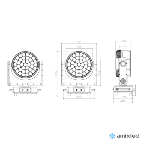 Amixled WASH BEYE 37x40 IP66 LX Вращающаяся голова Wash, 37x40 Вт., RGBW, BEYE, IP66