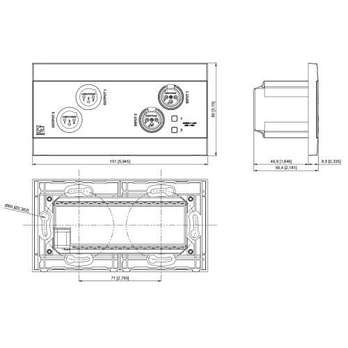 Audac NWP222/W Настенная панель, Bluetooth, Dante/AES67