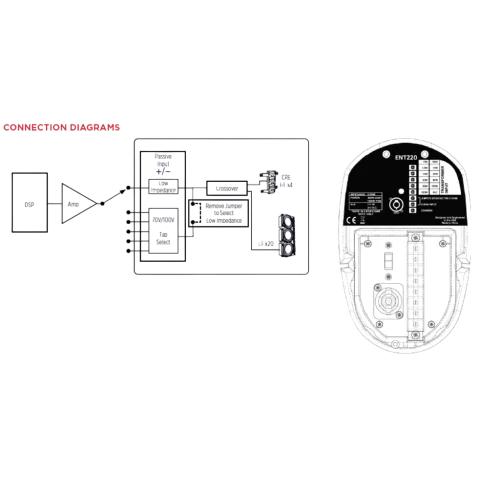Biamp Desono ENT220W Звуковая колонна, 15/30/60/120 Вт.- 100 В; 500 Вт.- 8 Ом., 20х3", IP54