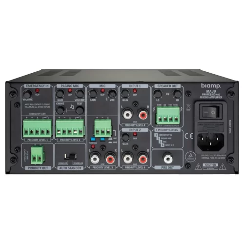 Biamp MA60 Микшер-усилитель, 60 Вт., 70В/100В/4 Ом.
