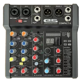 Eurosound Compact-6 6-канальный микшер, FX, MP3, Bluetooth