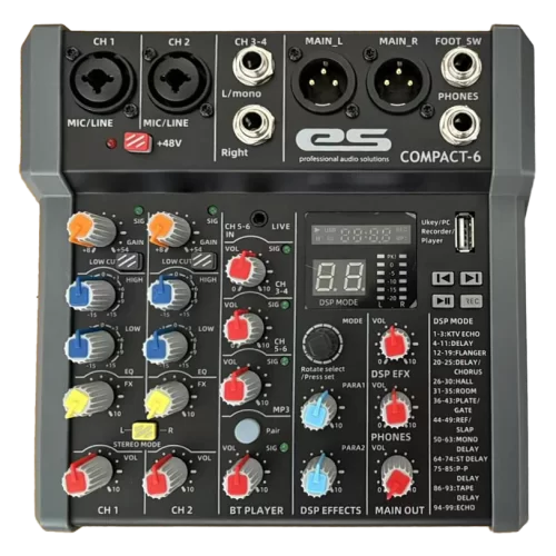 Eurosound Compact-6 6-канальный микшер, FX, MP3, Bluetooth