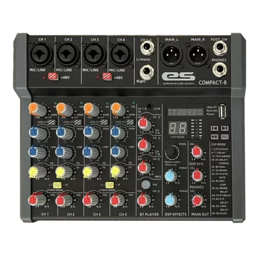 Eurosound Compact-8 8-канальный микшер, FX, MP3, Bluetooth