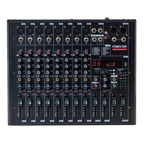 Fonestar MIX-8PRO 8-канальный микшер, FX, MP3, Bluetooth, REC