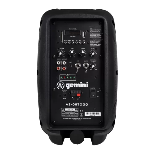 Gemini AS-08TOGO Портативная АС, 200 Вт., 8", MP3, Bluetooth