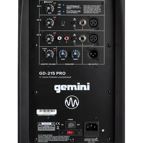 Gemini GD-215PRO Активная АС, 600 Вт., 15"