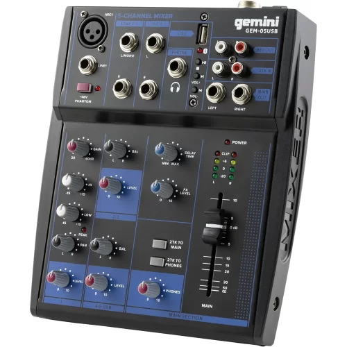 Gemini GEM-05USB 5-канальный микшер, MP3, Bluetooth
