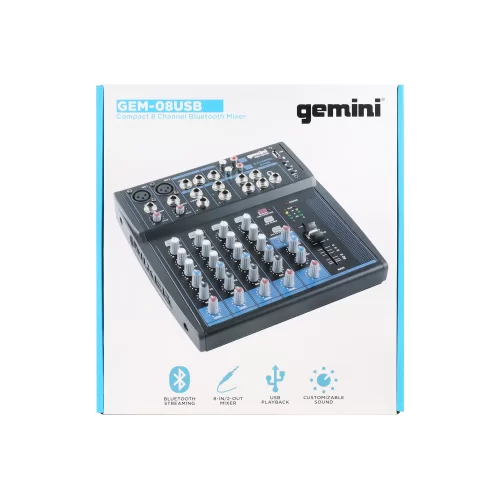 Gemini GEM-08USB 8-канальный микшер, MP3, Bluetooth