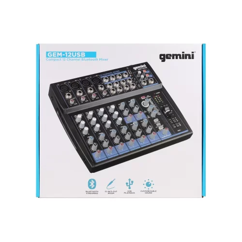 Gemini GEM-12USB 8-канальный микшер, FX, MP3, Bluetooth