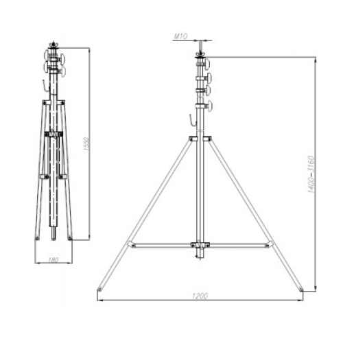 PROCBET Light Stand Стойка телескопическая, 1,40 - 3,16м.