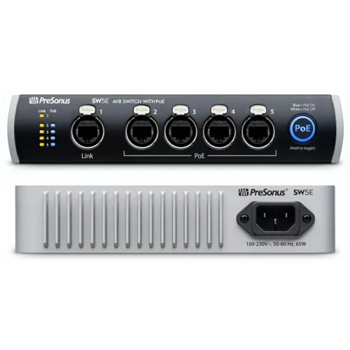 PreSonus SW5E AVB-коммутатор, 5 портов, 4 порта с функцией PoE