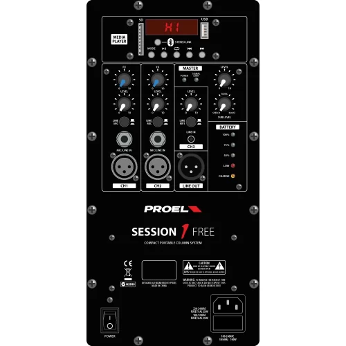 Proel Session1 Free Портативная АС, 200 Вт., 8"+4х2,5", MP3, Bluetooth