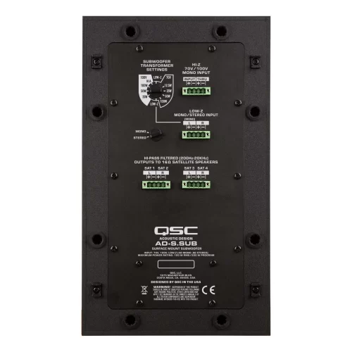 QSC AD-S.SUB Black Настенный сабвуфер, 100 Вт., 70/100В/4 Ом., 6,5"