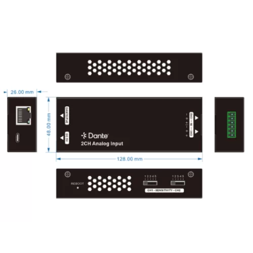 Qtex QAI A2IN/D Аудиоинтерфейс Dante, 2x0, AES67, PoE