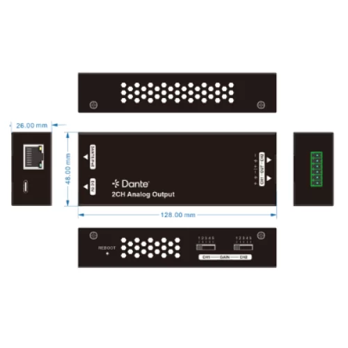 Qtex QAI A2OUT/D Аудиоинтерфейс Dante, 0x2, AES67, PoE