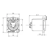 Roxtone RX5FDWP-NG Разъем XLR панельный мама 5-ти контактный, IP66