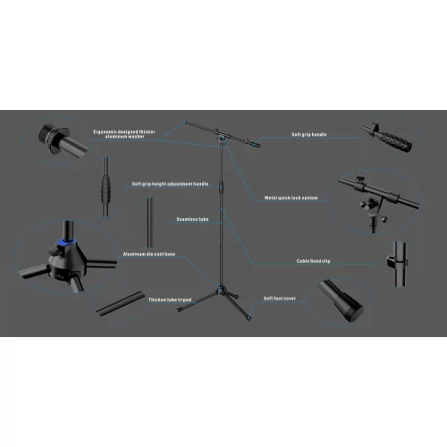 Roxtone PMS110 BLACK Стойка под микрофон «журавль»,100–169 см