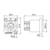 Roxtone RAC3MPO-WP-GREY Панельный силовой разъем типа PowerCon