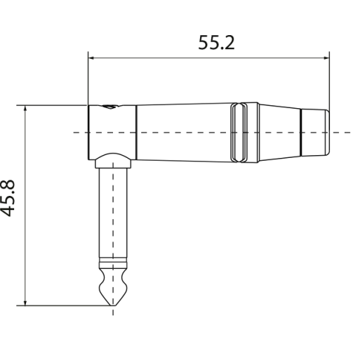 Roxtone RJ2RPP-BK-NN Разъем 6,3mm моно Jack(угловой)