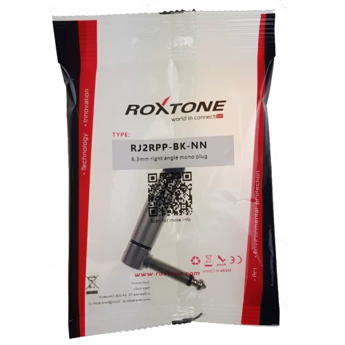 Roxtone RJ2RPP-BK-NN Разъем 6,3mm моно Jack(угловой)