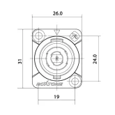 Roxtone RS4MD-WP-T Разъем панельный Speakon "папа", 4-контактный, IP66