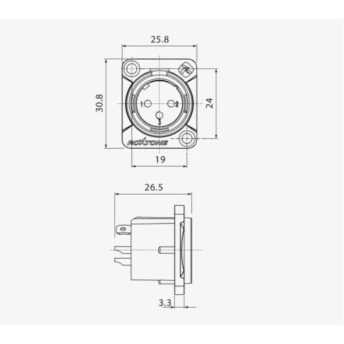 Roxtone RX3MD-BG Разъем контактный панельный XLR(3) «папа»