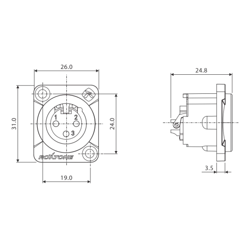 Roxtone RX3MDHD-NT Разъем XLR панельный папа 3-х контактный