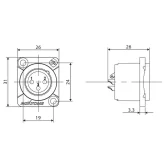 Roxtone RX3MDWP-BG Разъем cannon (XLR) панельный папа 3-х контактный