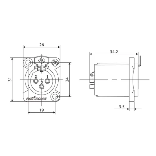 Roxtone RX5FDWP-BG Разъем XLR панельный мама 5-ти контактный, IP66
