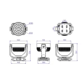 Silver Star SS9692XLEM NF9 Вращающаяся голова Wash, 32х50 Вт., RGBL, LED-кольцо RGBCW, IP66