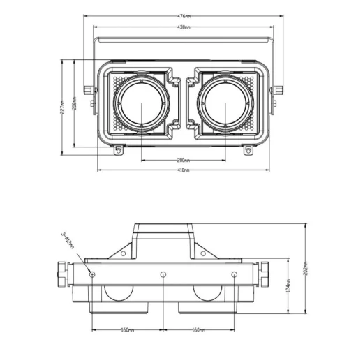 Amixled 2x300 IP65 MOVE BLINDER Блиндер, 2х300 Вт., WW+CW, IP65