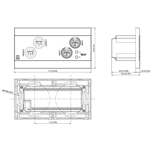 Audac NWP222/W Настенная панель, Bluetooth, Dante/AES67