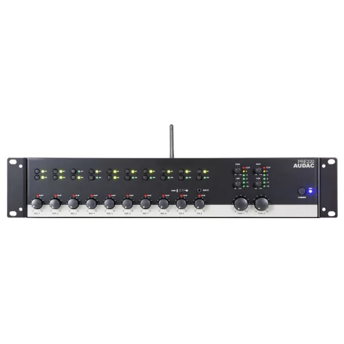 Audac PRE220 10-канальный рэковый микшер, 2 зоны, Bluetooth