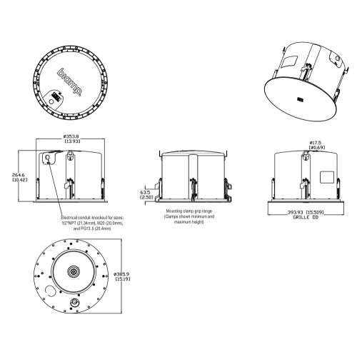 Biamp DX-IC10-W Встраиваемая АС, 50/100/200 Вт.-100 В; 200 Вт. - 8 Ом., 10"