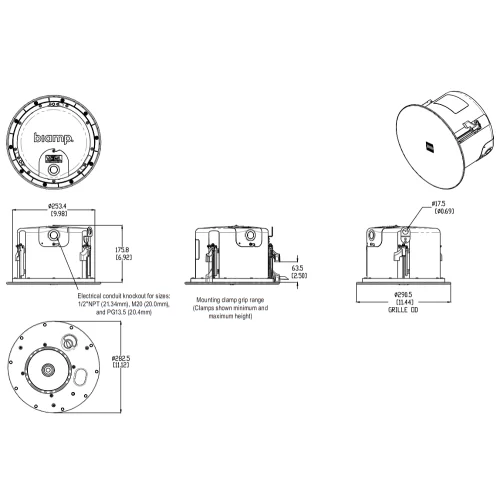 Biamp DX-IC6-W Встраиваемая АС, 15/30/60 Вт.-100 В; 100 Вт. - 8 Ом., 6,5"