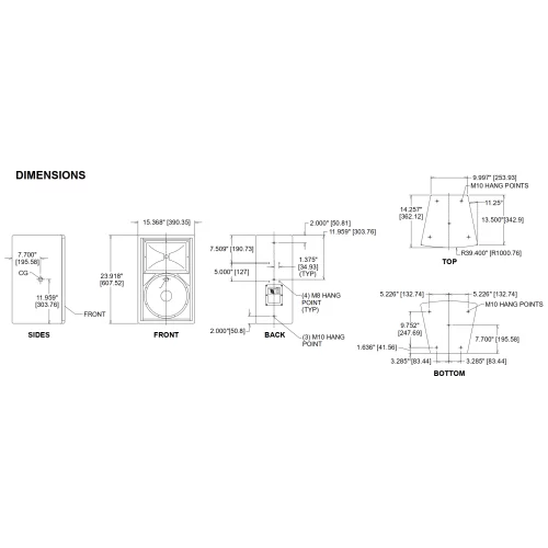 Biamp V2-1296B Пассивная АС, 200 Вт., 12"