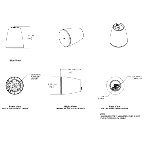 Bose DesignMax DM6PE Black Подвесная АС, 10/20/40/80 Вт., 70/100 В, 6,5", пара