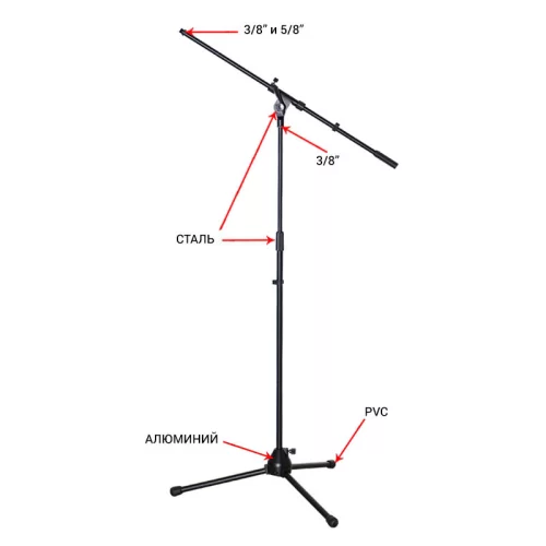 ECO MS084 Black Микрофонная стойка"журавль"