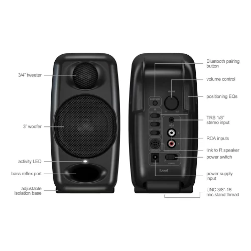 IK Multimedia iLoud Micro Monitor PRO Black Студийные мониторы, 3", 50 Вт., Bluetooth, пара