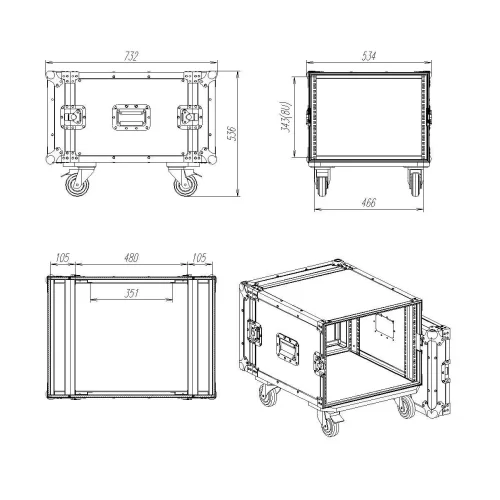 Имлайт RCC9-480-8U Рэковый кейс 8U, с колесами, глубина 480мм