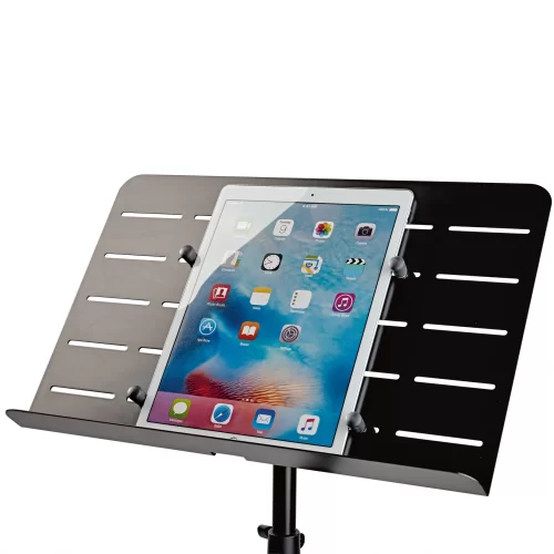 K&M 11965-000-55 Пюпитр оркестровый с креплением под планшет, чёрный, 740-1270 мм