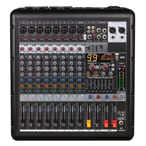 LAudio AG-8P Активный микшерный пульт, 8 каналов, 2х300 Вт., FX, MP3, Bluetooth