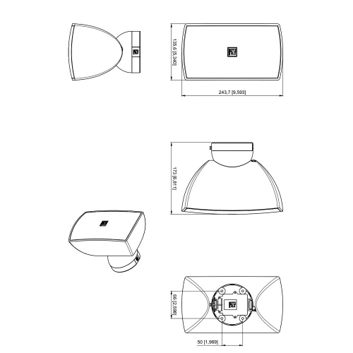 Audac ATEO4M/B Корпусная АС, 35 Вт.- 8 Ом., 24/12/6/3 Вт.- 100В, 4", IP66
