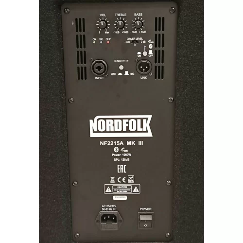 NordFolk NF2215A mkIII Активная АС, 1000 Вт., 2х15", Bluetooth