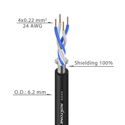Roxtone MC040L-LSZH/FRNC Микрофонный кабель, 4х0,22 мм2