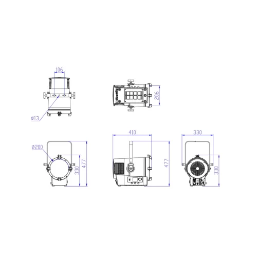 Silver Star SS5681XHM FS8 Театральный прожектор с линзой Френеля, 450 Вт., RGBALC, IP66