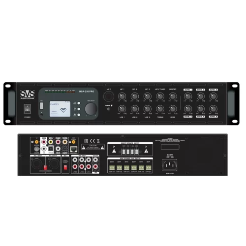 SVS Audiotechnik MSA-250 PRO Трансляционный микшер-усилитель, 250 Вт., MP3, Bluetooth, потоковое аудио
